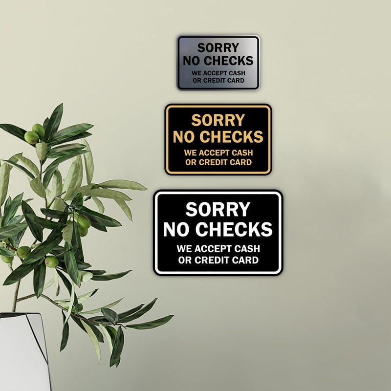 All Quality Classic Framed Sorry No Checks We Accept Cash or Credit Cards Sign - Small (Blue) 1 Pack - Image 3